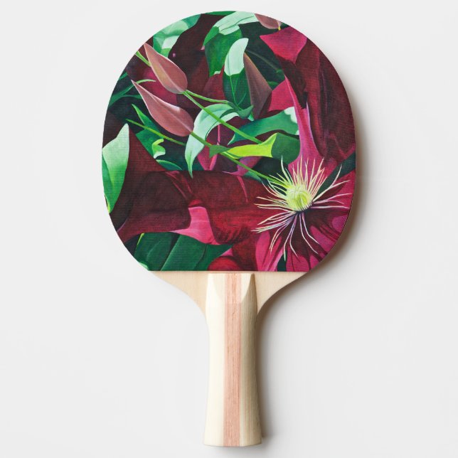 Raquette De Ping Pong Floral de Clematis pourpre (Devant)