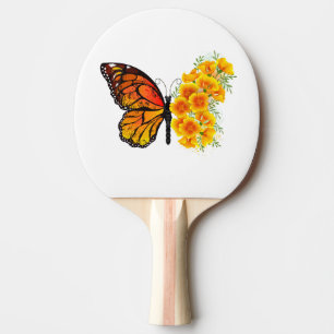 Raquette De Ping Pong Flower Butterfly with Yellow California Poppy
