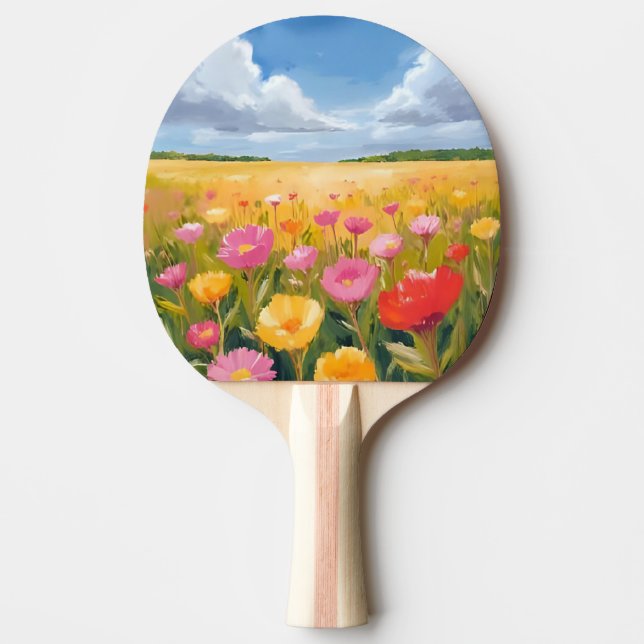 Raquette De Ping Pong Flower Field Landscape Painting (Devant)