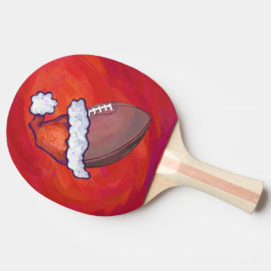 Raquette De Ping Pong Football à Santa Hat sur Rouge