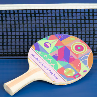 Raquette De Ping Pong Formes géométriques funky et amusant rétro Multico