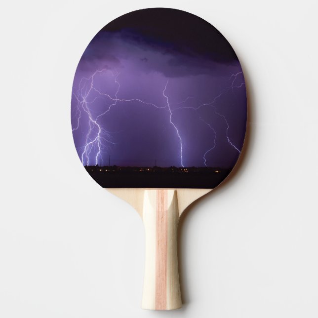 Raquette De Ping Pong Foudre violette dans un désert nocturne Tempête to (Dos)
