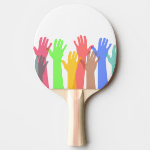 Raquette De Ping Pong Foule de mains colorées en l'air