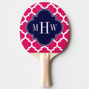 Raquette De Ping Pong Framboise Wharo Marocain #5 Marine 3 Monogramme in