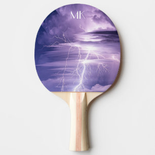 Raquette De Ping Pong Frappes de foudre Ciel Violet Personnalisées