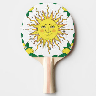 Raquette De Ping Pong Fruits de citron tropicaux, Face Soleil.