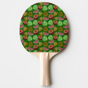 Raquette De Ping Pong Fruits tropicaux motifs et vert arrière - plan