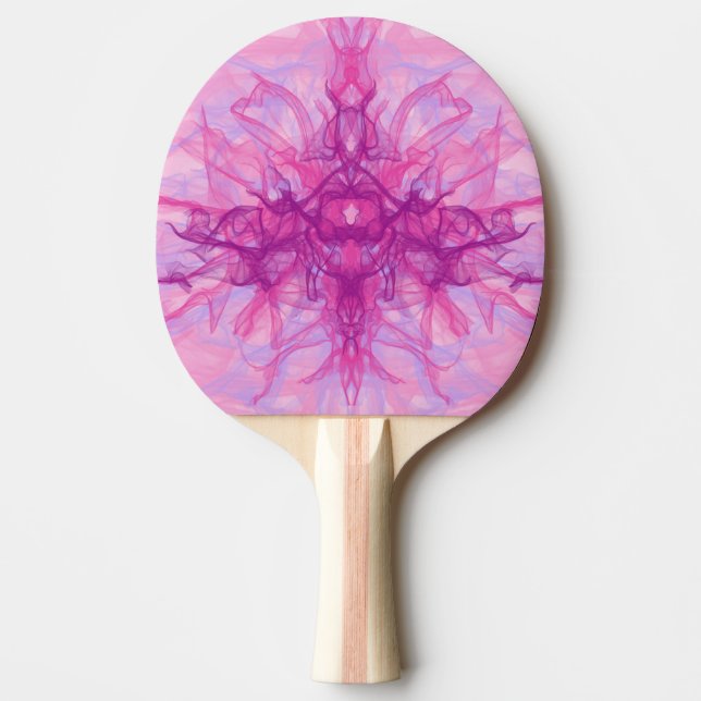 Raquette De Ping Pong FUMÉE ROSE - Art fractal moderne et abstrait - (Devant)
