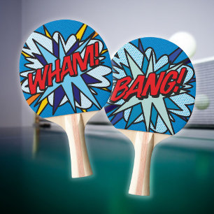 Raquette De Ping Pong Fun WHAM BANG Rétro Bande Dessinée Pop Art