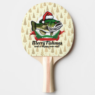 Raquette De Ping Pong Funky Joyeux Noël Pêche Père Noël Poisson