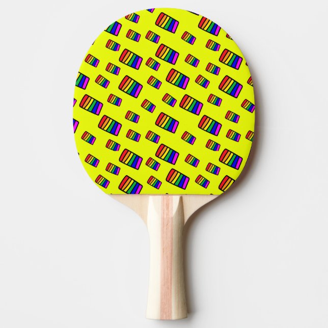 Raquette De Ping Pong Funky Neon Rainbow Block Motif (Devant)