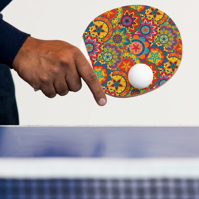 Raquette De Ping Pong Funky Retro couleur Motif Mandala (Insitu)