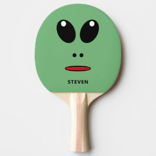 Raquette De Ping Pong Funny Alien vert visage personnalisé