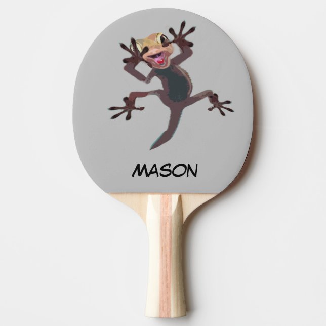 Raquette De Ping Pong Funny Startled Lizard Nom personnalisé (Devant)