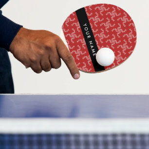 Raquette De Ping Pong Garland de Noël, Rouge, Votre nom, Personnaliser