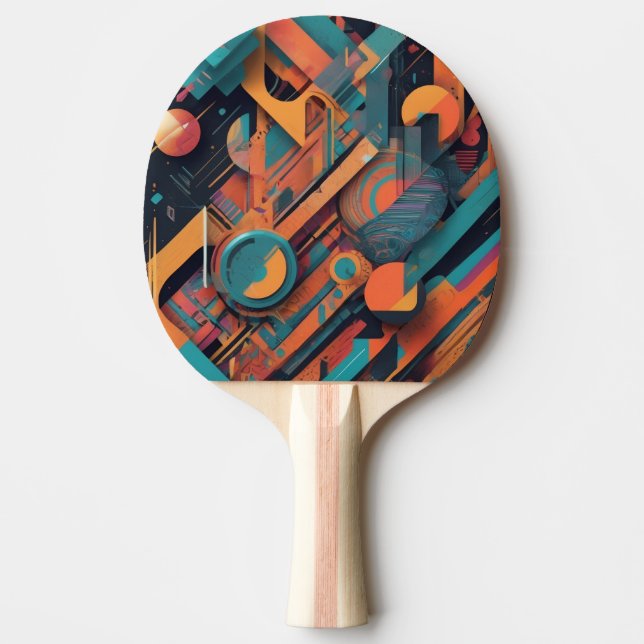 Raquette De Ping Pong Géométrie Abstraite vive - Art graphique gras avec (Devant)