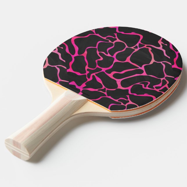 Raquette De Ping Pong Giraffe rose chaude et noire (Devant Angle)