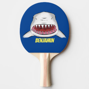 Raquette De Ping Pong Grand requin blanc moyen dessin animé