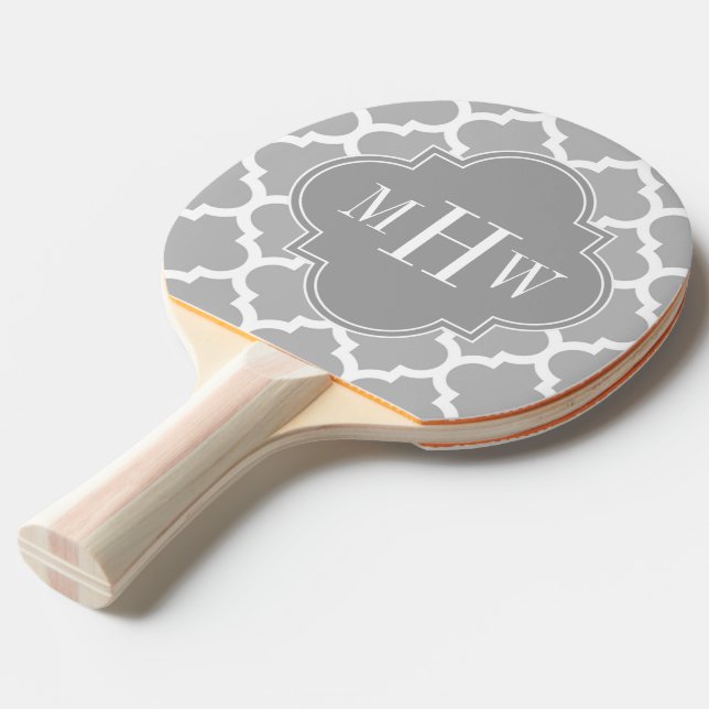 Raquette De Ping Pong Gray White Moroccan #5 Gray 3 Monogram initial (Devant Angle)