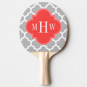 Raquette De Ping Pong Grey Whal Marocain #5 Coral Rouge 3 Monogramme ini