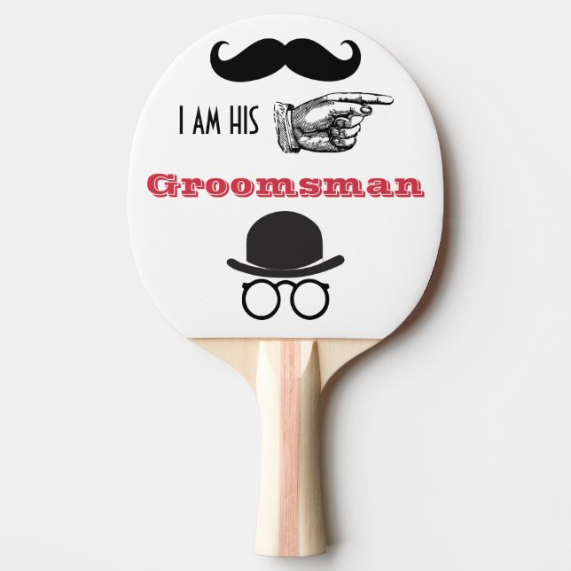 Raquette De Ping Pong Groomsman Photo Props Hipster Moustache Beard Ping (Devant)