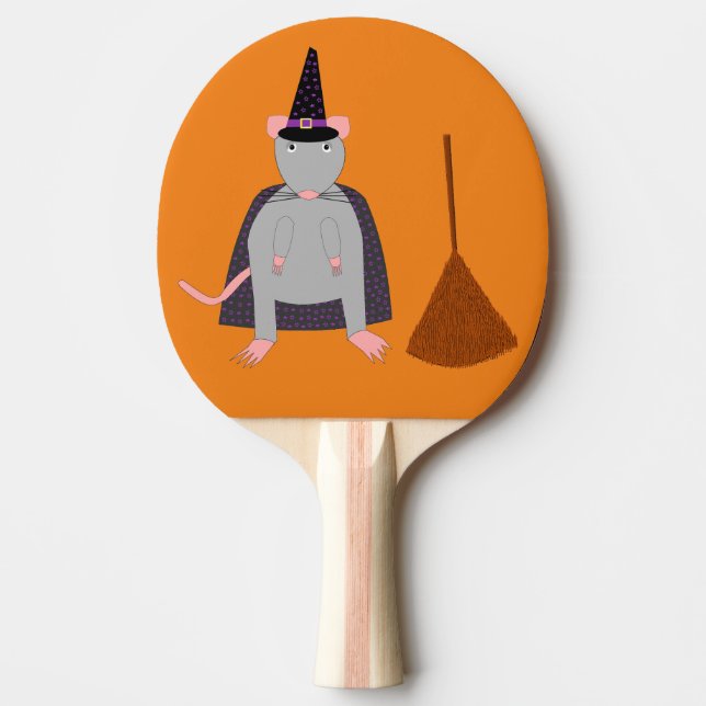 Raquette De Ping Pong Halloween sorcière rat et chambre (Devant)