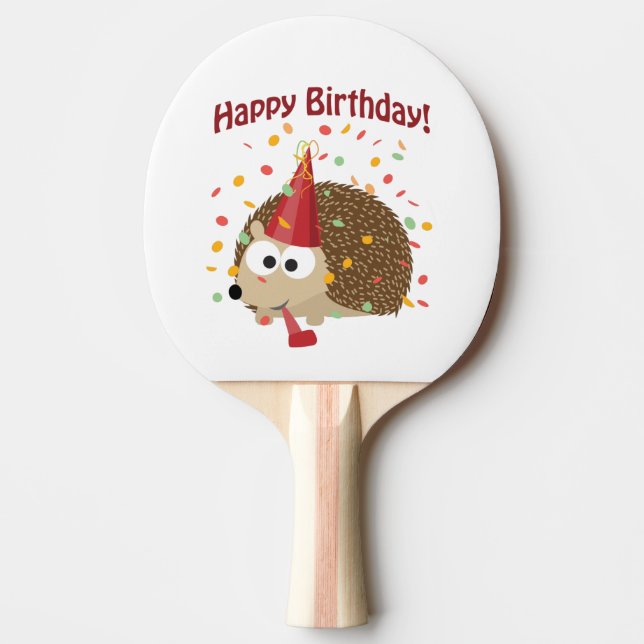 Raquette De Ping Pong Hérisson de joyeux anniversaire de confettis (Devant)