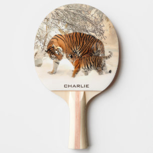 Raquette De Ping Pong Hiver Tigers monogramme personnalisé ping pong pad
