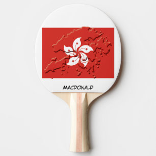 Raquette De Ping Pong HONG KONG DRAPEAU & CARTE Personnalisé