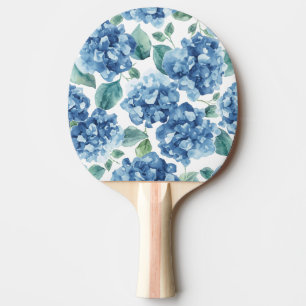 Raquette De Ping Pong Hydrangea Blues Motif Fleur Fleurs Aquarelle