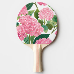 Raquette De Ping Pong Hydrangea Rose Aquarelle Florale Côtière