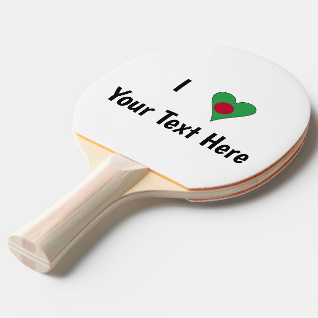 Raquette De Ping Pong I (Bangladesh Flag Heart Love) Personnalisé (Devant Angle)