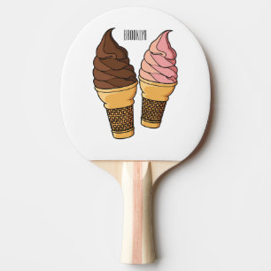 Raquette De Ping Pong Ice cream cone cartoon illustration 