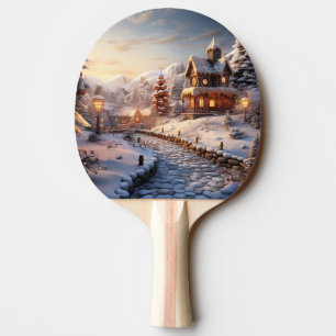 Raquette De Ping Pong Illustration Cosy Village à Noël