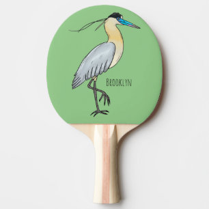 Raquette De Ping Pong Illustration de dessin d'oiseau de héron plafonné