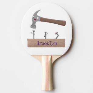 Raquette De Ping Pong Illustration de dessin mignon, marteau et ongles