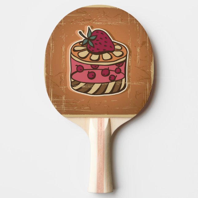 Raquette De Ping Pong Illustration de gâteau dans le rétro style (Devant)