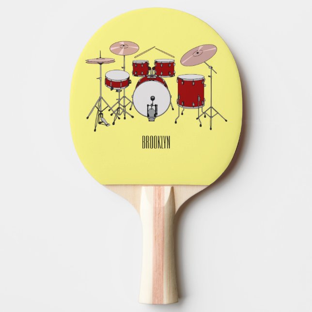 Raquette De Ping Pong Illustration de kit de batterie (Devant)