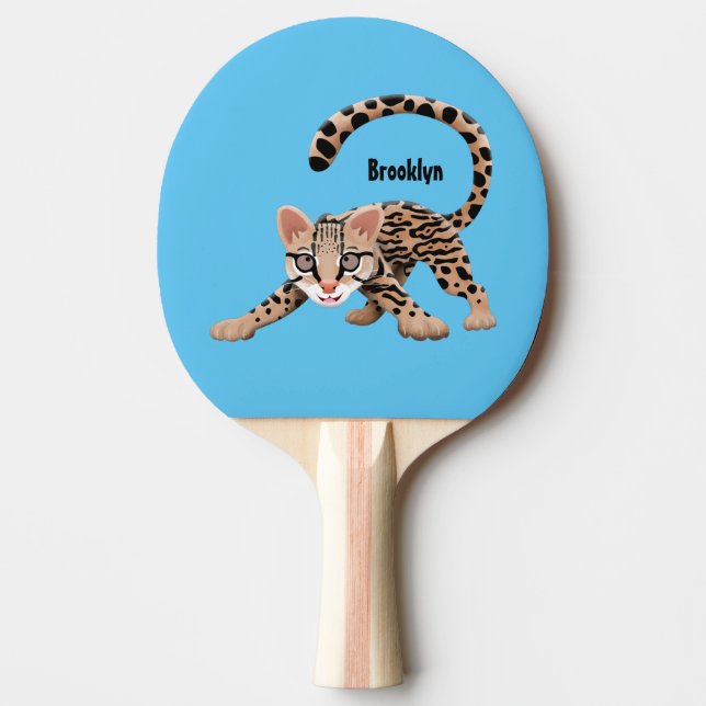 Raquette De Ping Pong Illustration d'ocelot mignon (Devant)