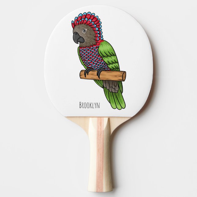 Raquette De Ping Pong Illustration d'oiseau perroquet à tête de faucon (Devant)