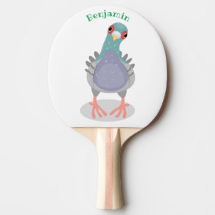 Raquette De Ping Pong Illustration drôle de pigeon curieux