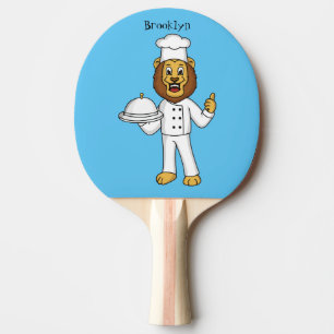 Raquette De Ping Pong Illustration du chef mignon lion