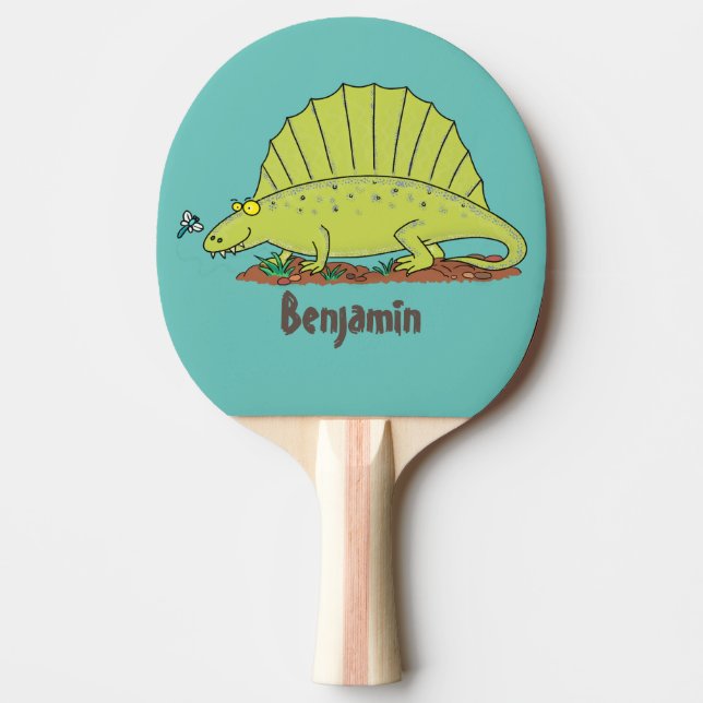 Raquette De Ping Pong Illustration d'un dimétrodon vert mignon (Devant)