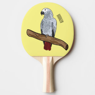 Raquette De Ping Pong Illustration d'un perroquet gris en Afrique