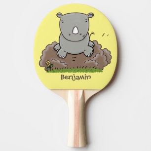 Raquette De Ping Pong Illustration d'un petit rhinocéros