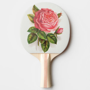 Raquette De Ping Pong Illustration Florale Rose Rose Antique Cottagecore