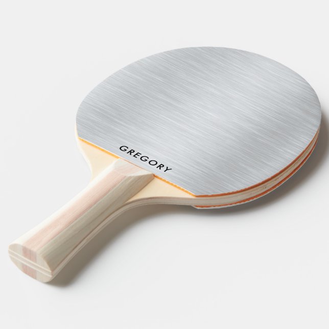 Raquette De Ping Pong Image argentique métallique en aluminium brossé (Dos Angle)