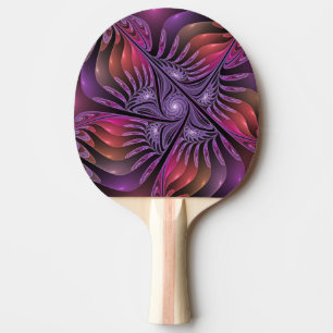 Raquette De Ping Pong Imaginaire coloré Abstrait Trippy Violet Fractal