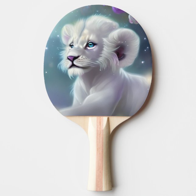 Raquette De Ping Pong Imaginaire Lion Bébé Blanc (Devant)