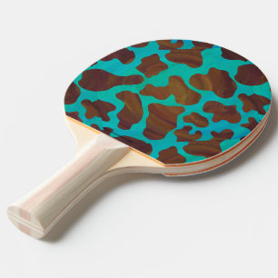 Raquette De Ping Pong Impression Brown et Turquoise de vache
